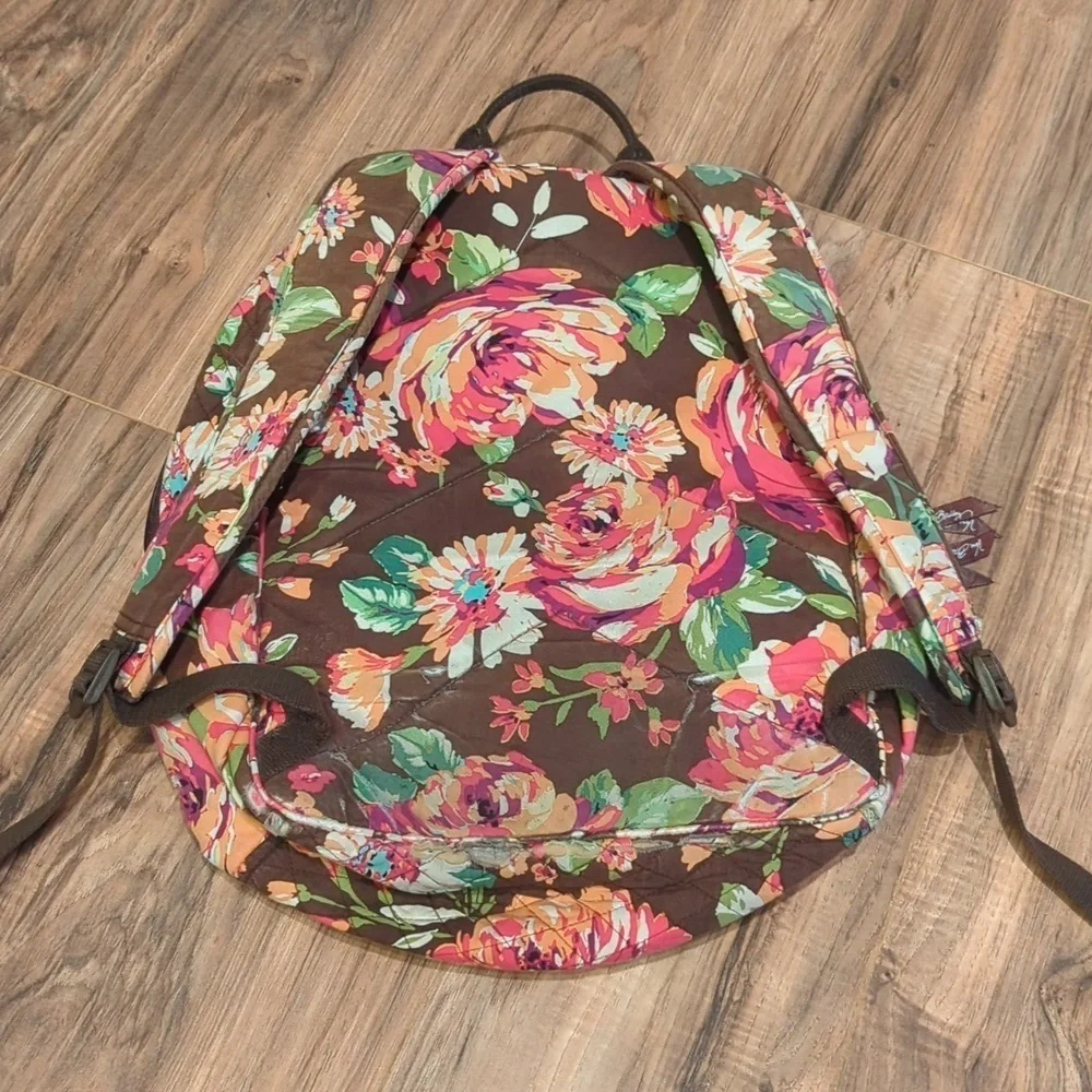 Vera Bradley Floral backpack. Pink and brown floral backpack. - Picture 3 of 11